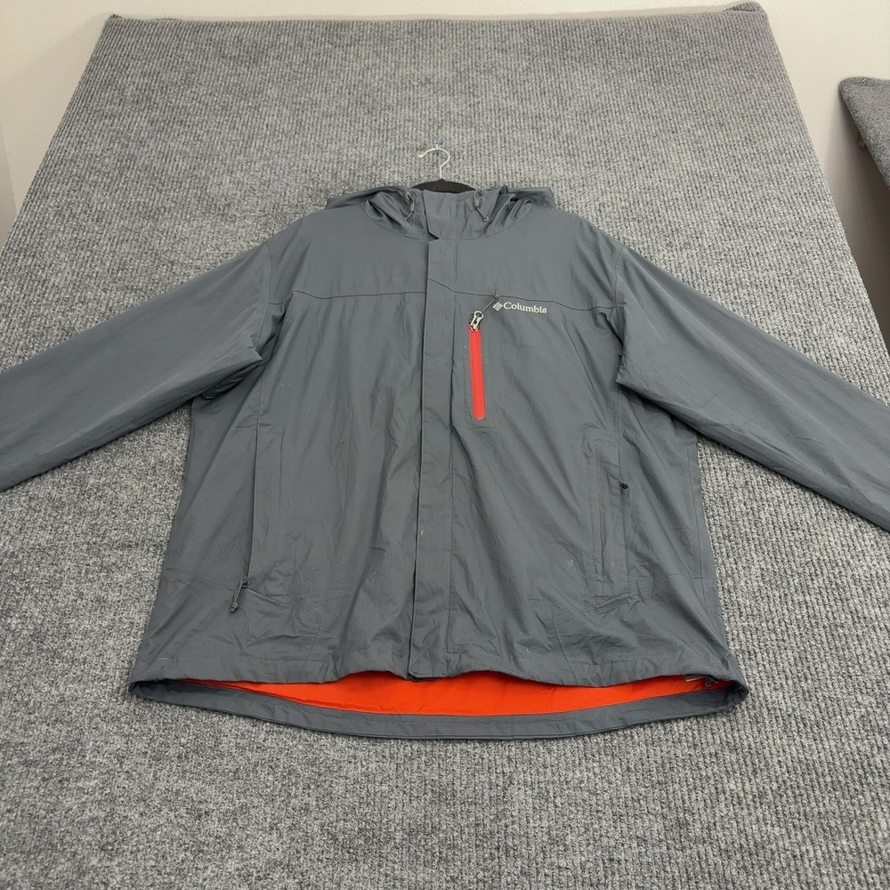 Columbia Jacket Mens XL Gray Polyester Omni-Tech Waterproof Hooded Gorpcore